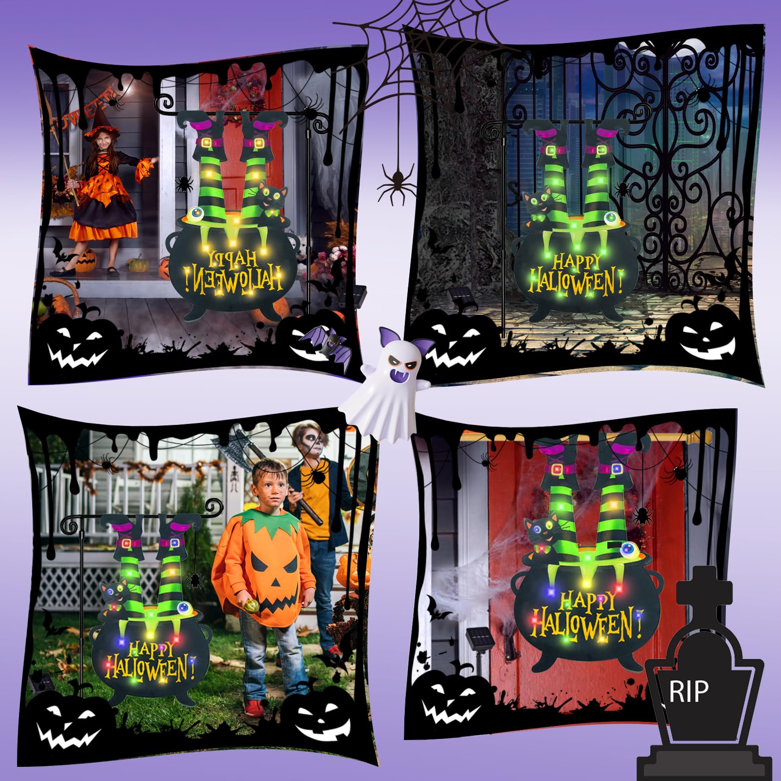 FLAGMESAGE Halloween Lighted Garden Flag in multi colours