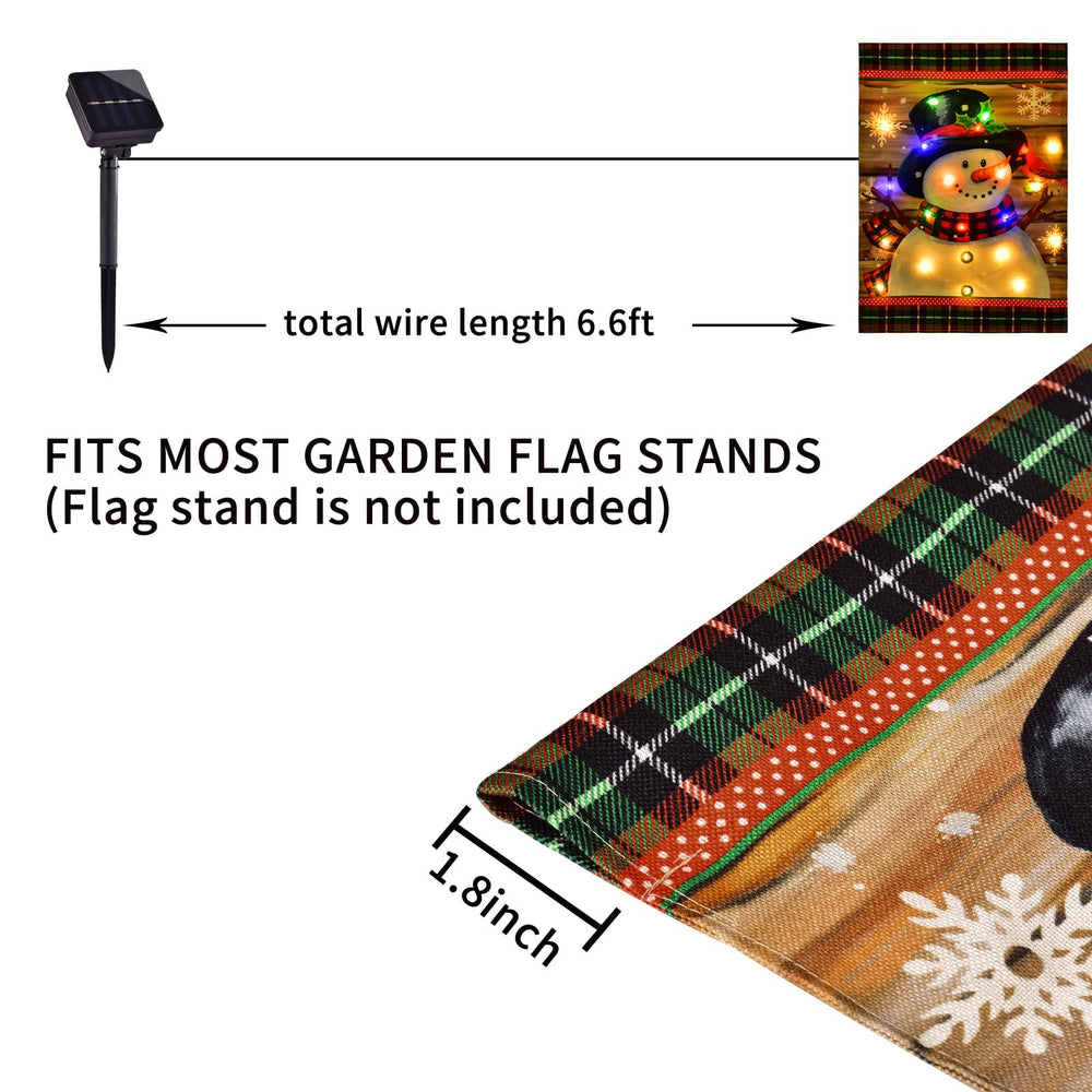 FLAGMESAGE lighted Christmas flag in outdoor setting