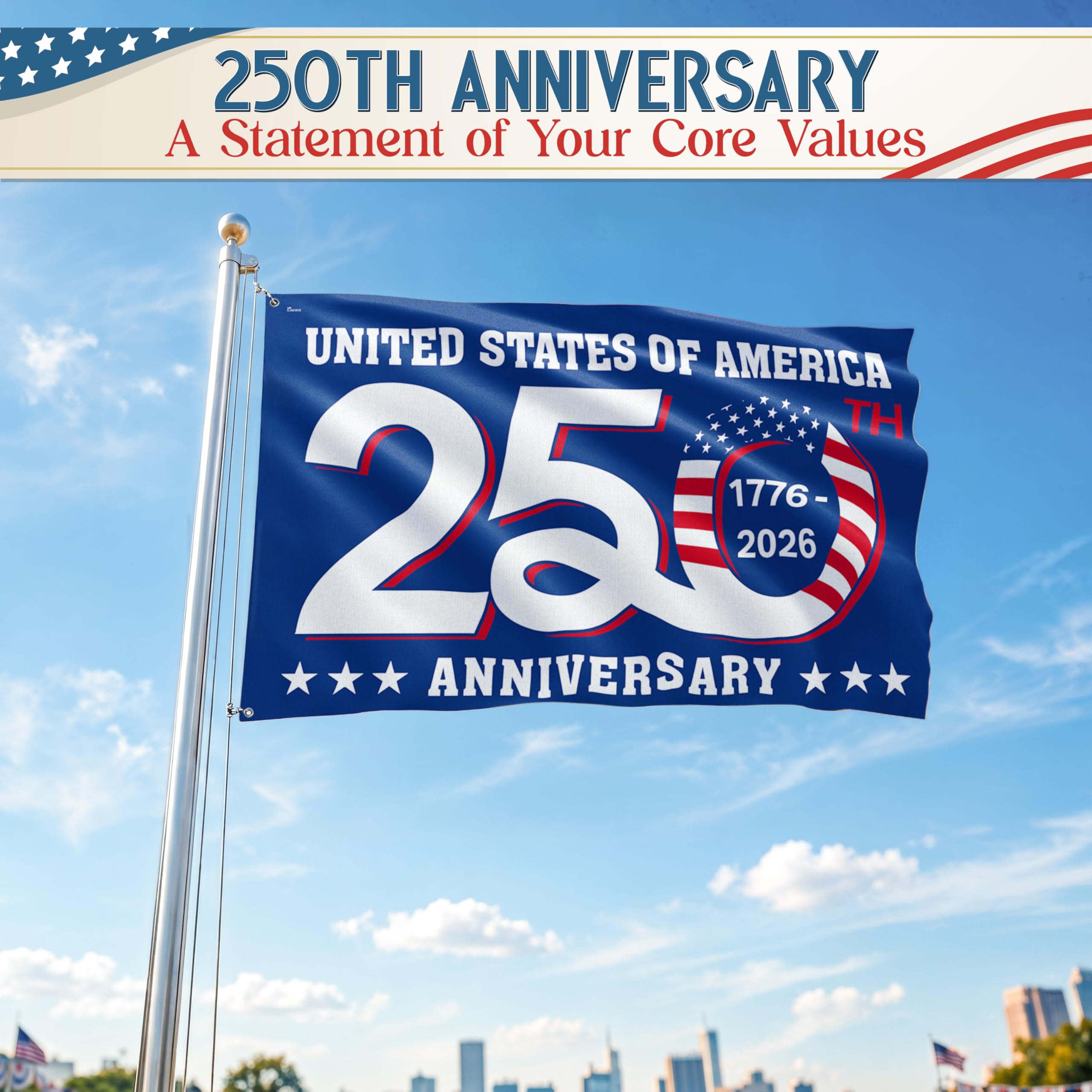 FLAGWIX 250th Anniversary Flag with grommets