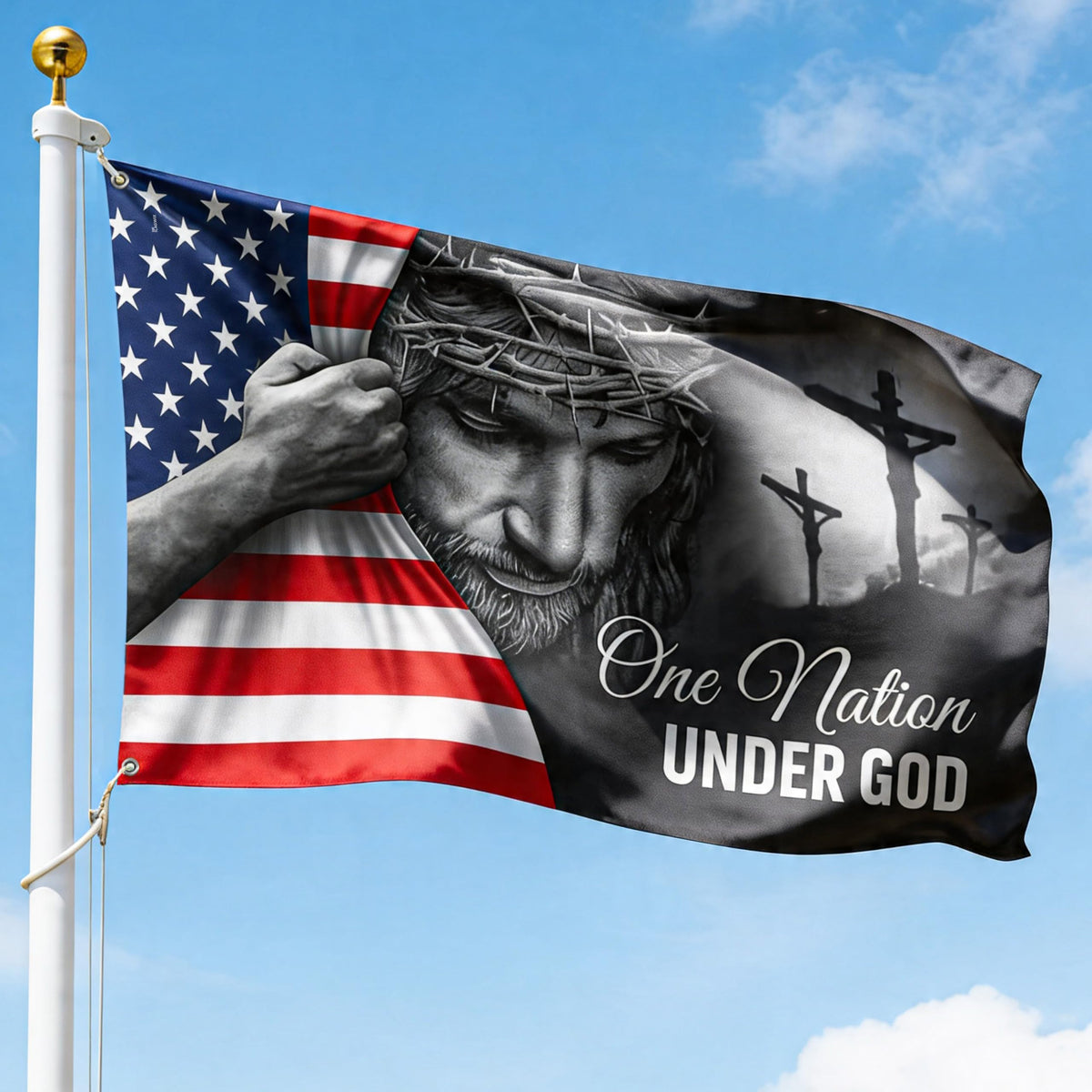 FLAGWIX 3x5 One Nation Under God American Flag front view