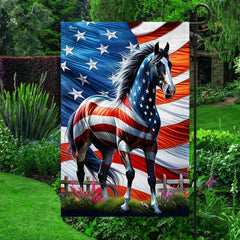 FLAGWIX American Horse Patriotic Flag displayed outdoors