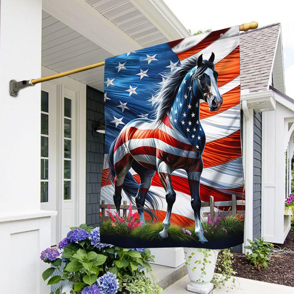 FLAGWIX American Horse Patriotic Flag front view