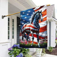 FLAGWIX American Horse Patriotic Flag front view