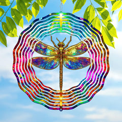 FLAGWIX Dragonfly Wind Spinner 12 in stainless steel garden decor front view