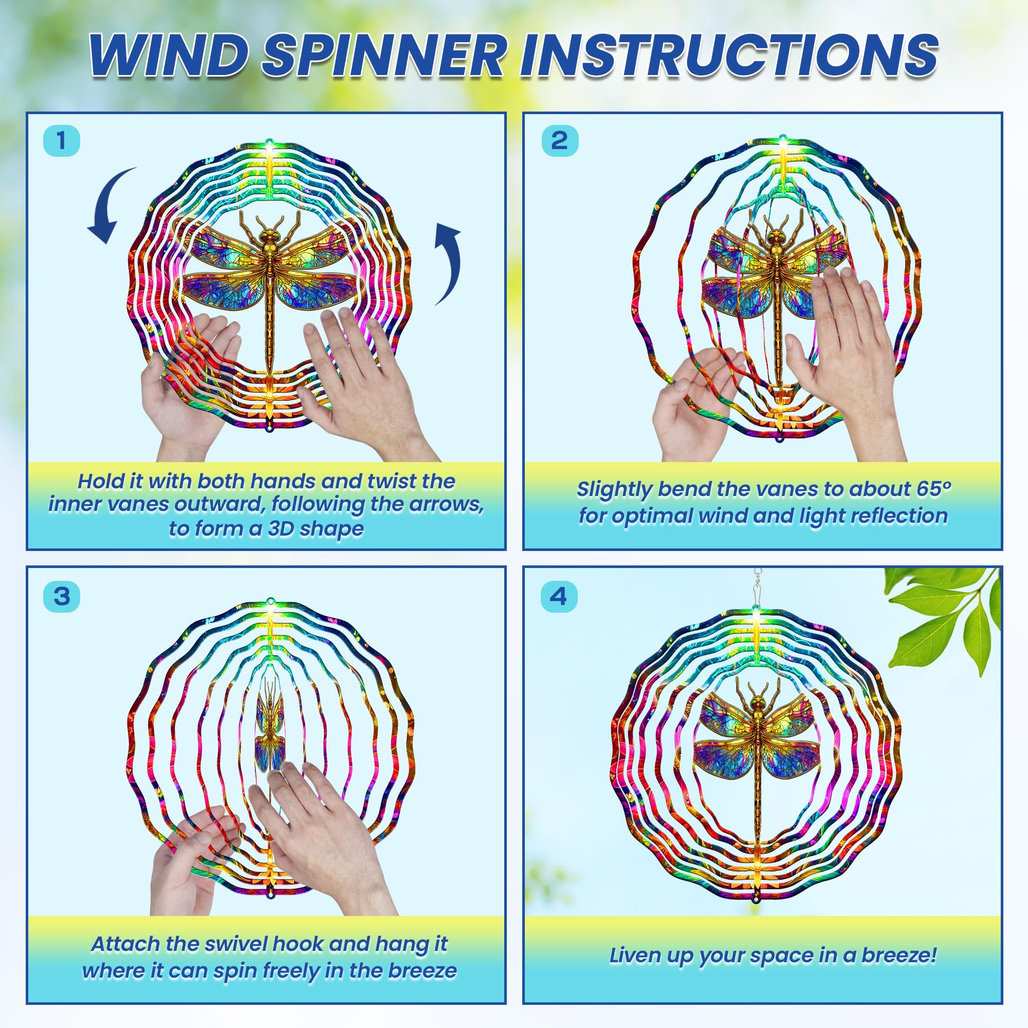 FLAGWIX Dragonfly Wind Spinner among flowers in a garden