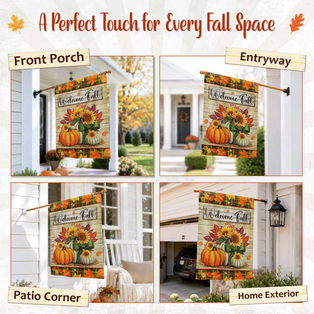 FLAGWIX Fall Pumpkin Garden Flag displayed in garden