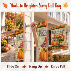FLAGWIX Fall Pumpkin Garden Flag hanging on porch