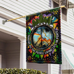 FLAGWIX Hippie House Flag front view with peace sign design