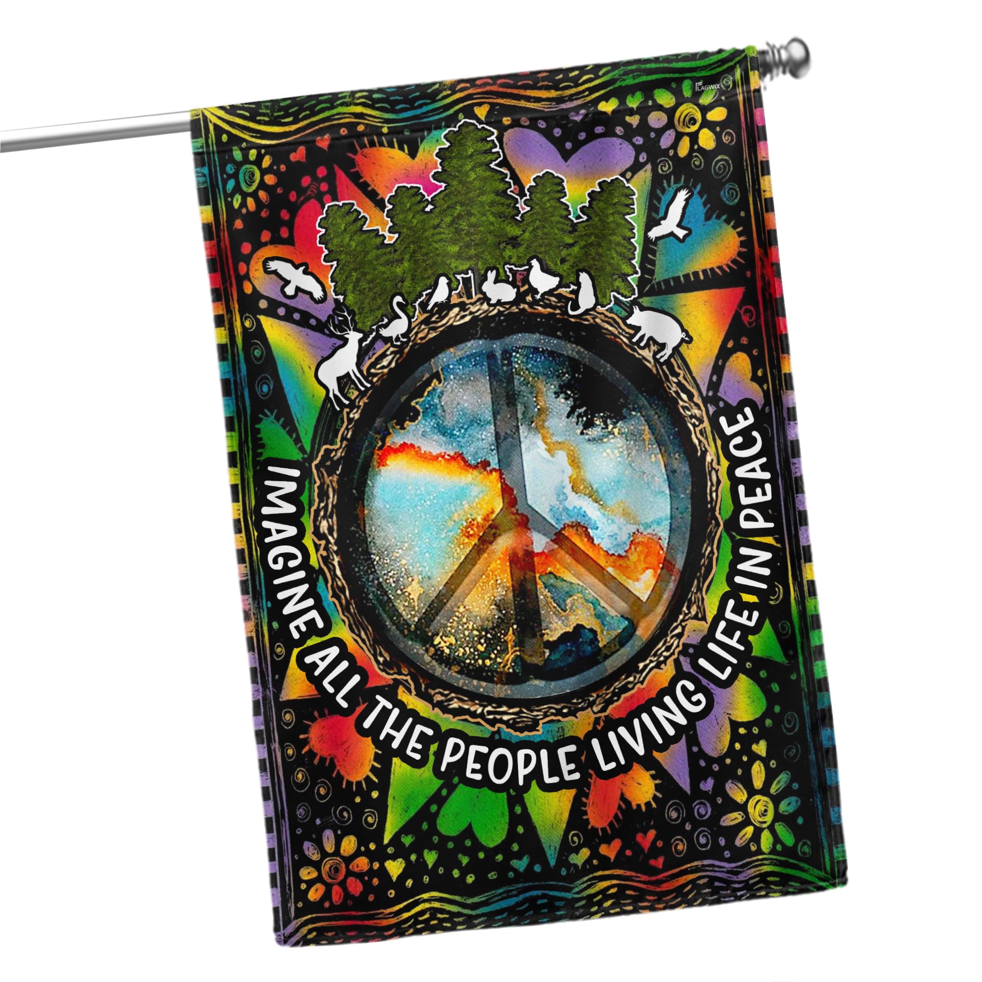 FLAGWIX Hippie House Flag with sunlight shining through
