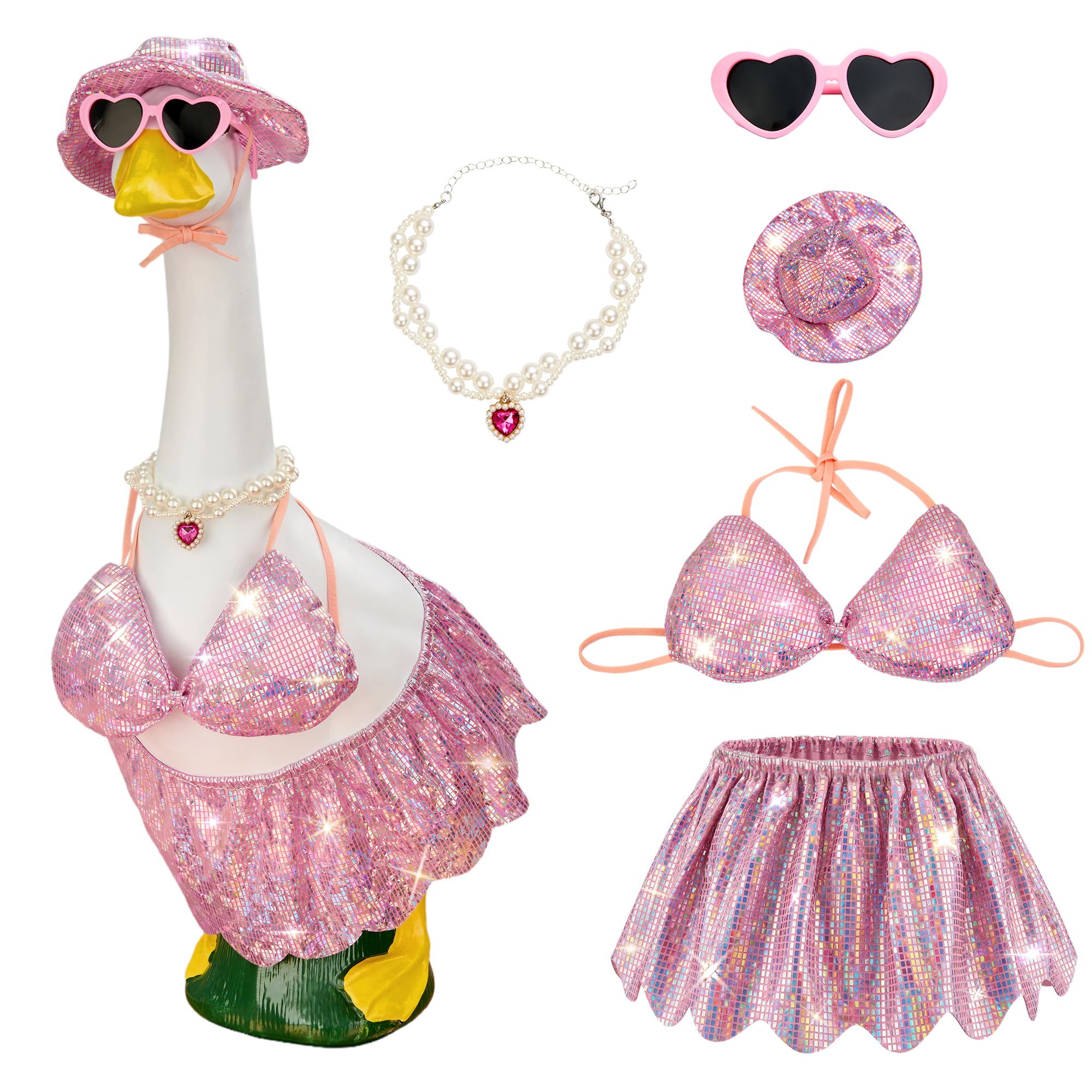 FLAIR GIFTS pink sequin bikini set for porch goose, front view