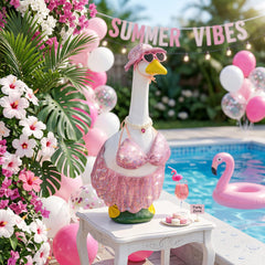FLAIR GIFTS pink sequin bikini set with hat and accessories