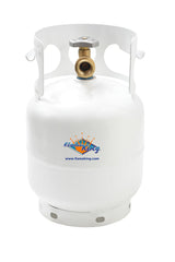 Flame King 5LB empty propane tank front view with OPD valve