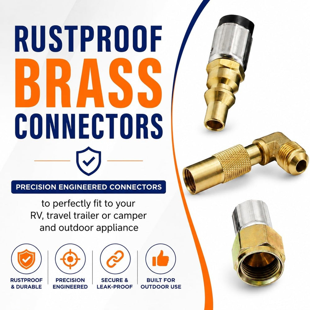 Flame King adapter connected to RV propane system