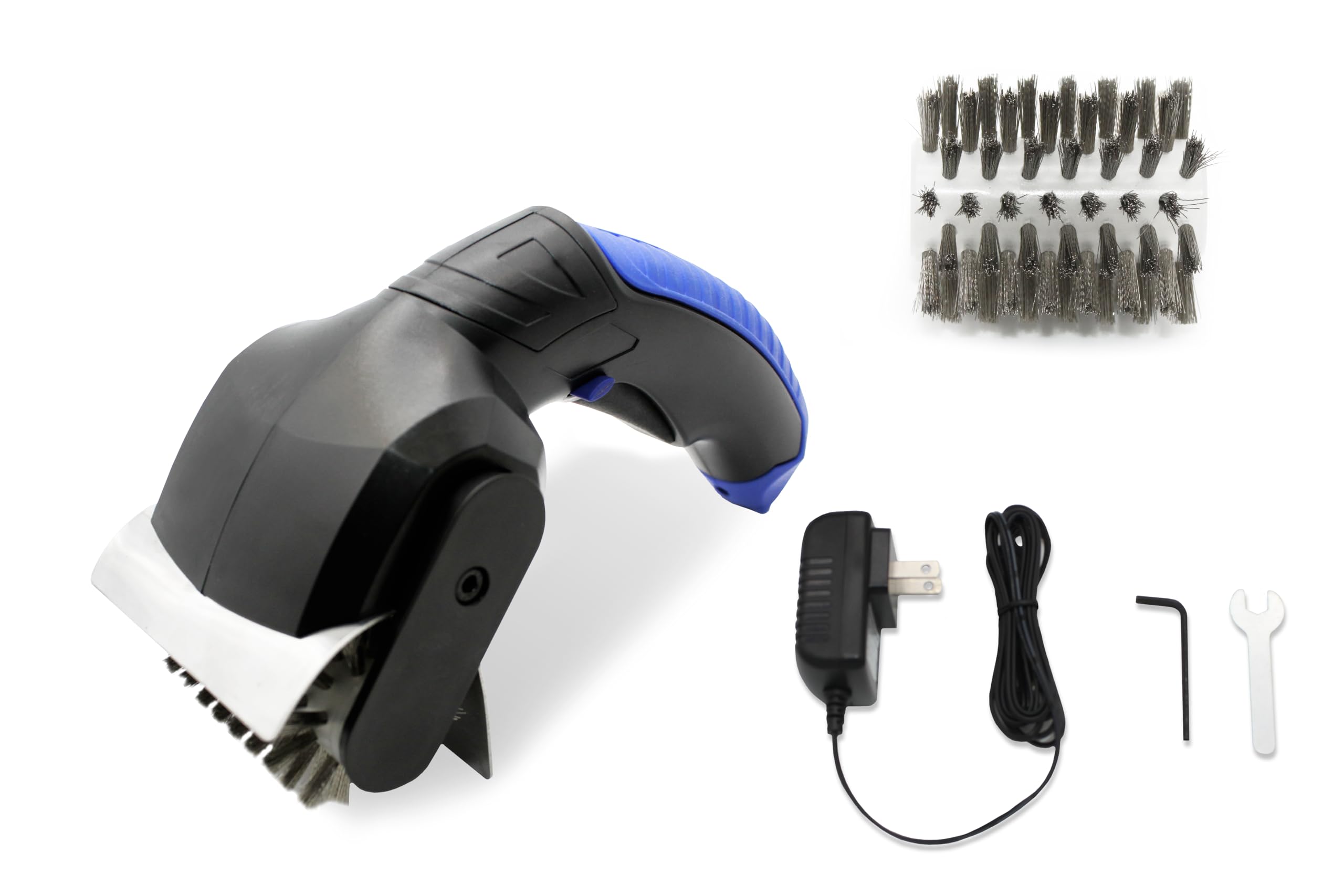 Flame King Electric BBQ Grill Brush in use on a gas grill