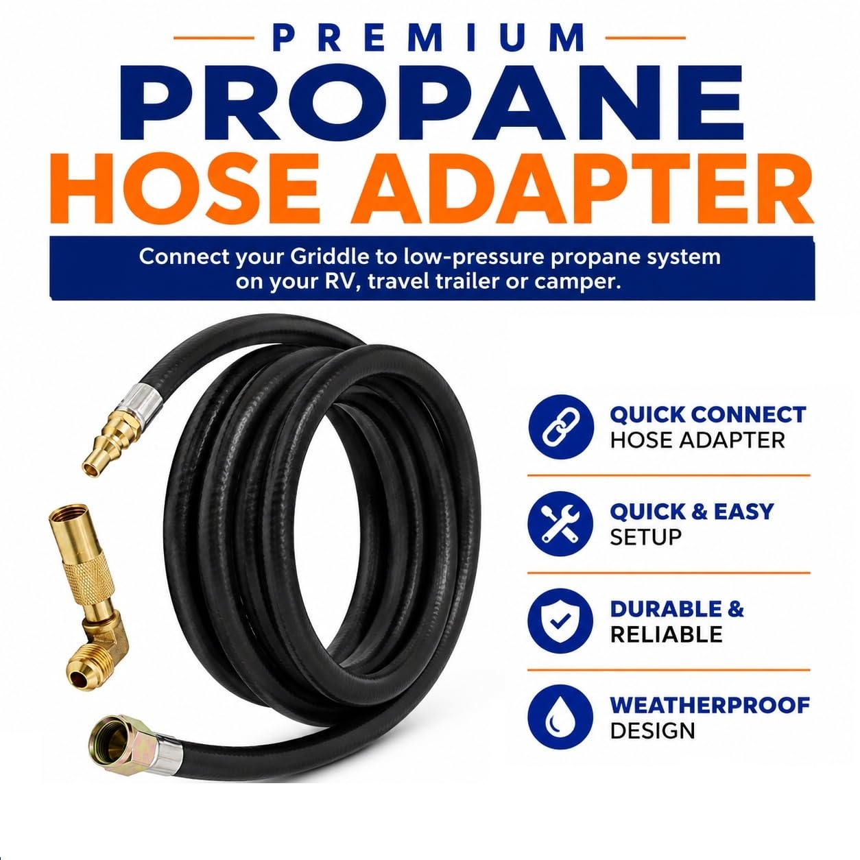 Flame King Propane Hose 12ft in outdoor setup