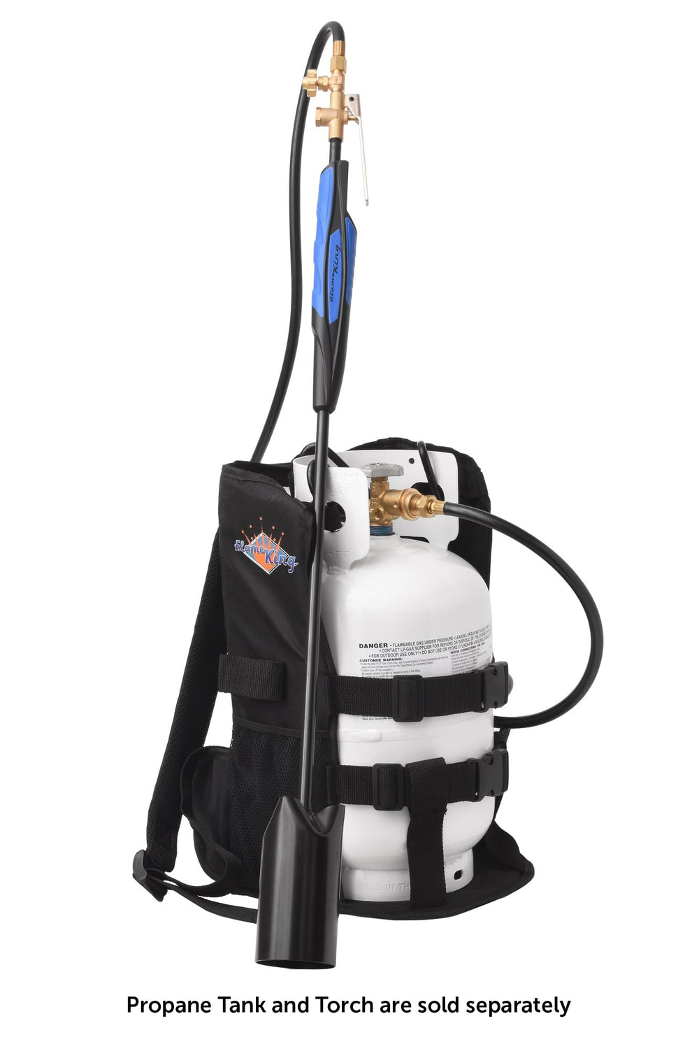 Flame King Propane Tank Backpack Carrier back view with padded straps
