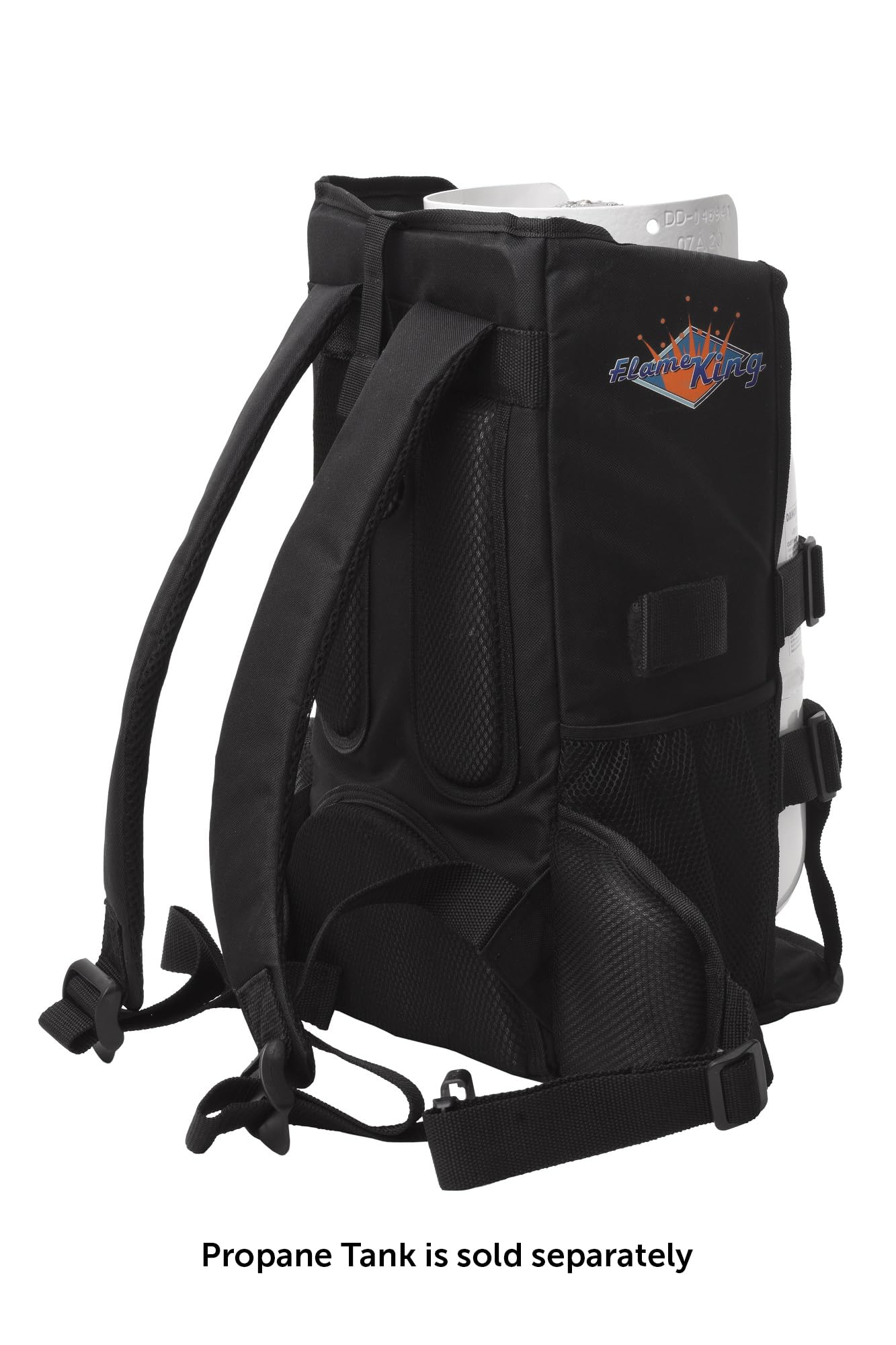 Flame King Propane Tank Backpack Carrier on a person outdoors