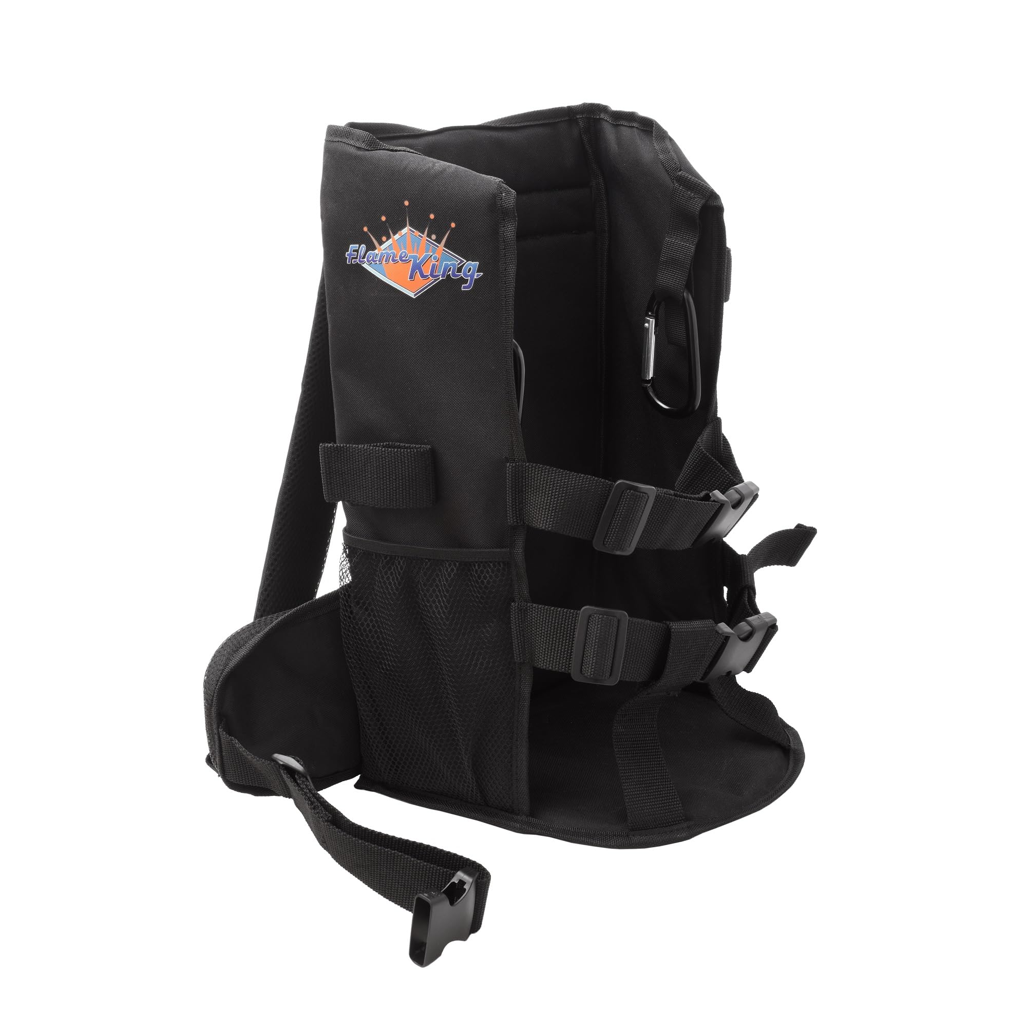 Flame King Propane Tank Backpack Carrier side view with straps