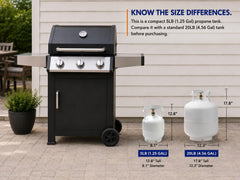 Flame King propane tank showing high-grade alloy steel construction