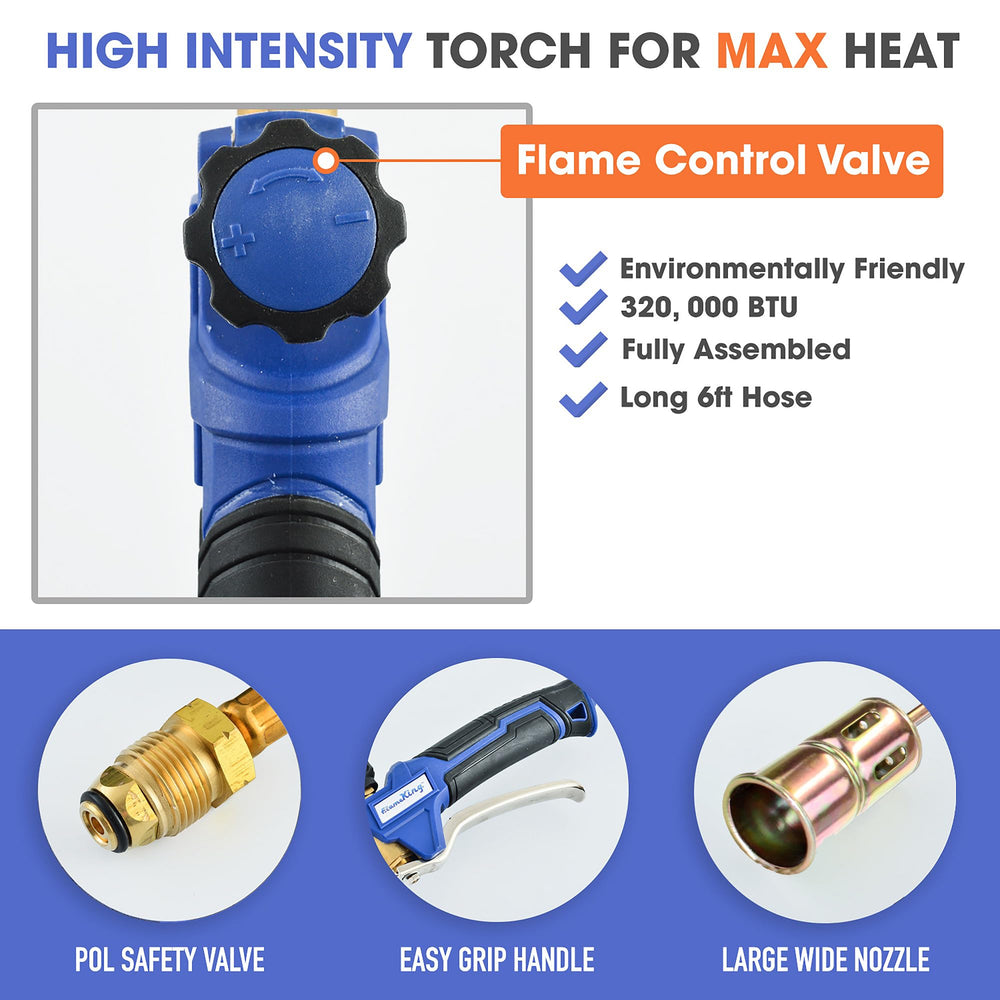 Flame King Propane Torch Kit fully assembled with hose