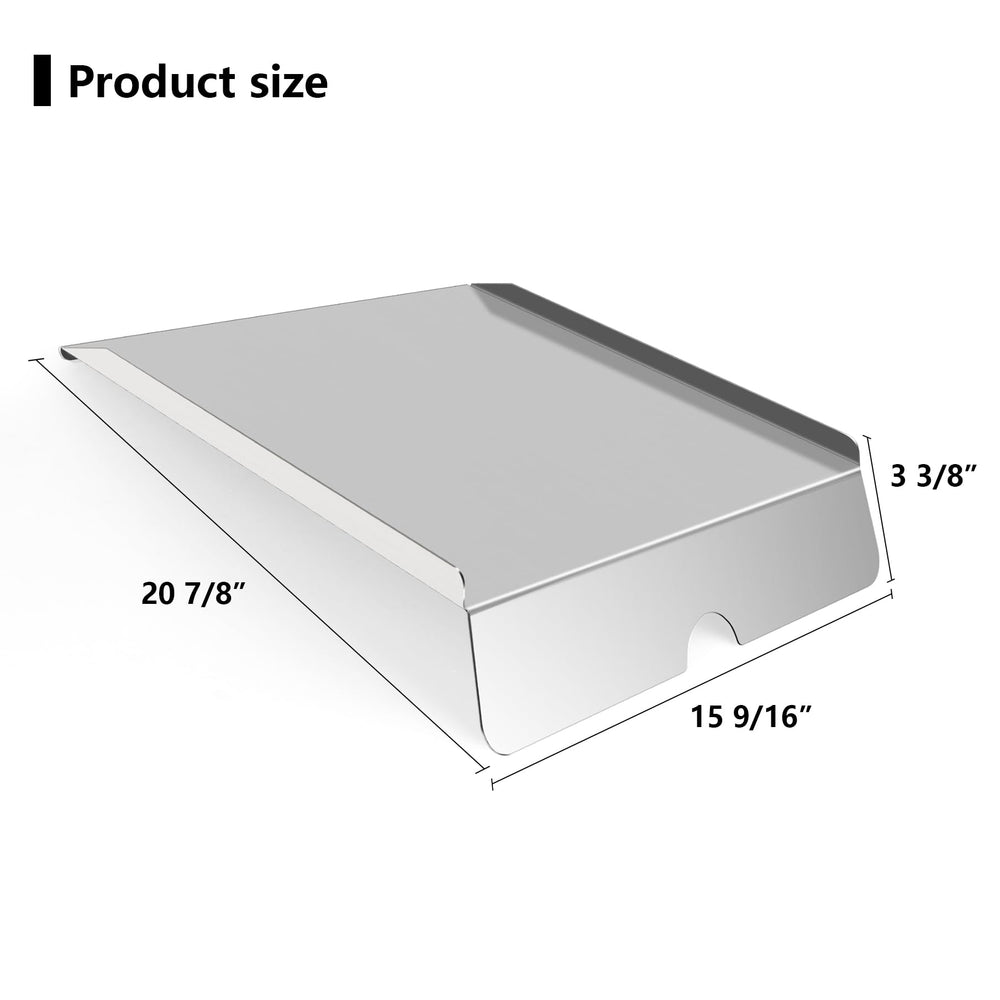 FlameDuty 22" stainless steel drip pan side view