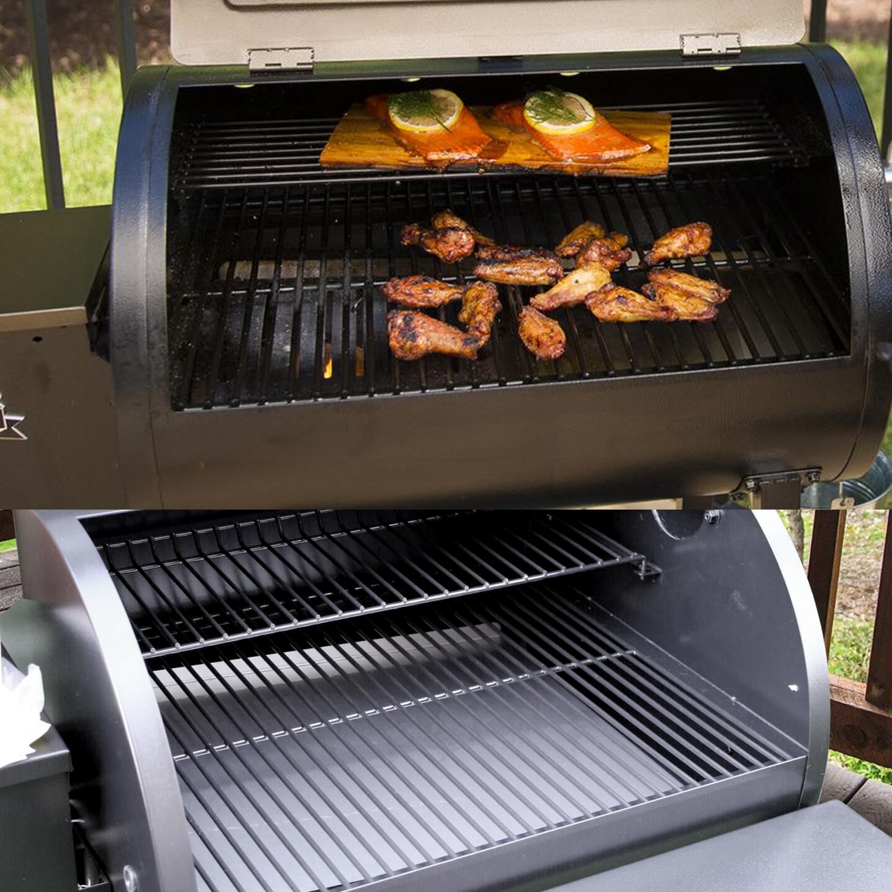 FlameDuty drip pan showing heavy-duty stainless steel material