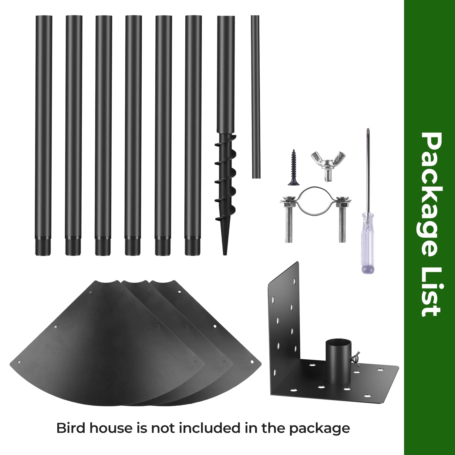 Flanagan squirrel-proof bird feeder pole with baffle