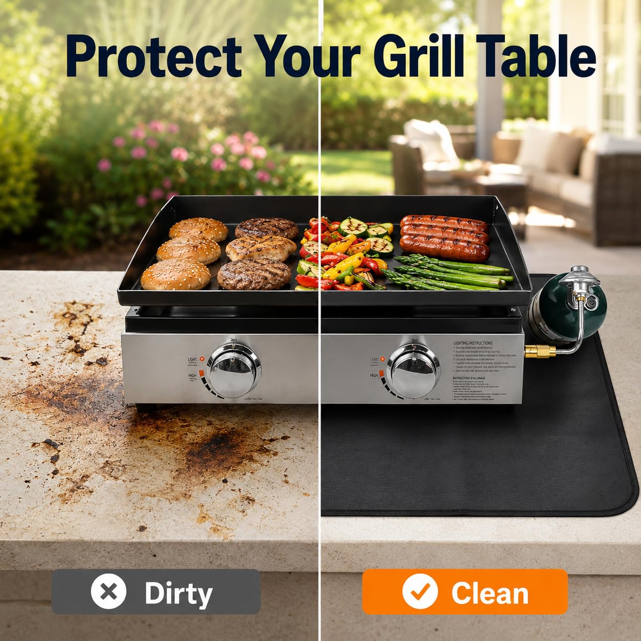 FLASLD Grill Mat on a picnic table