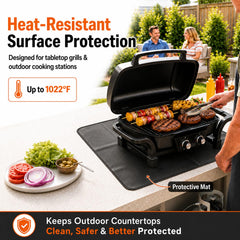 FLASLD Grill Mat used under a tabletop grill