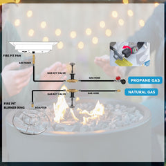 Flat black floor plate flange included in Skyflame Gas Key Valve Kit