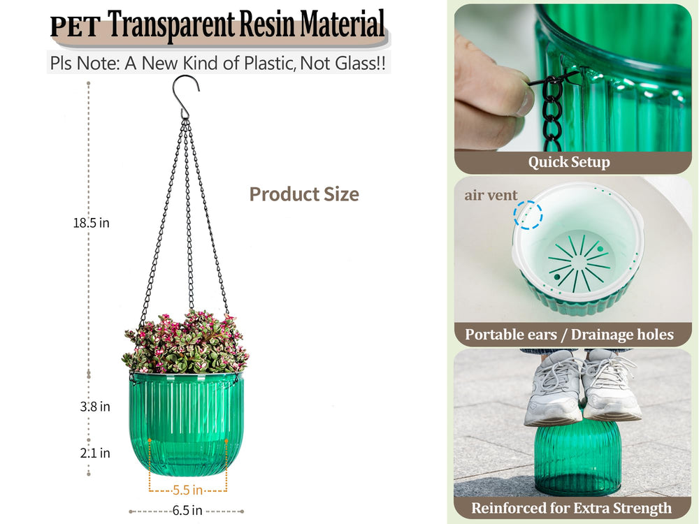 Flat bottom design of Melphoe hanging planter