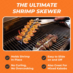 Flat design of Proud Grill BBQ Skewers preventing food rotation