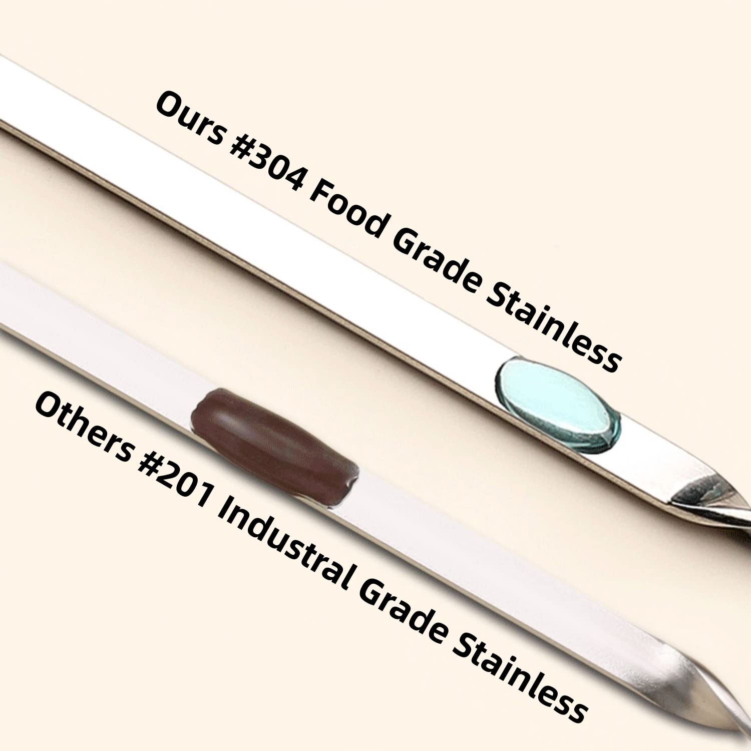 Flat design of WILLBBQ skewers preventing food from spinning