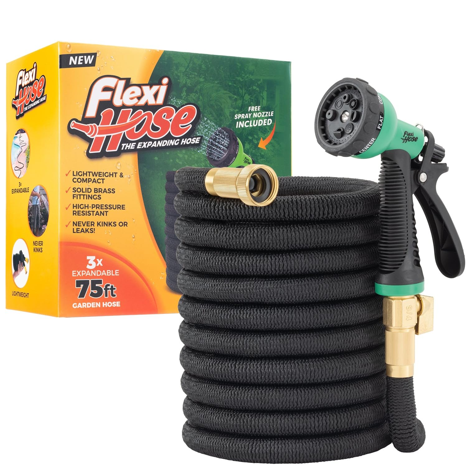 Flexi Hose 75FT Expandable Garden Hose with nozzle