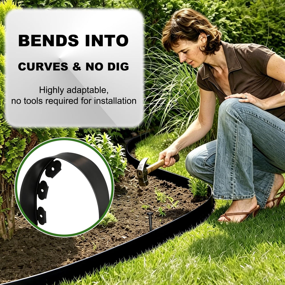 Flexible Hemikaki Garden Edging installed in garden