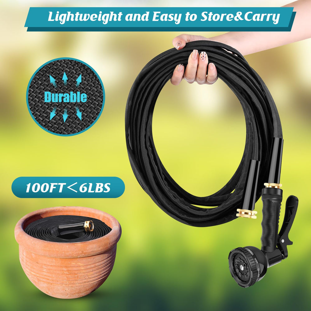 Flexible Itsonestep garden hose coiled for storage