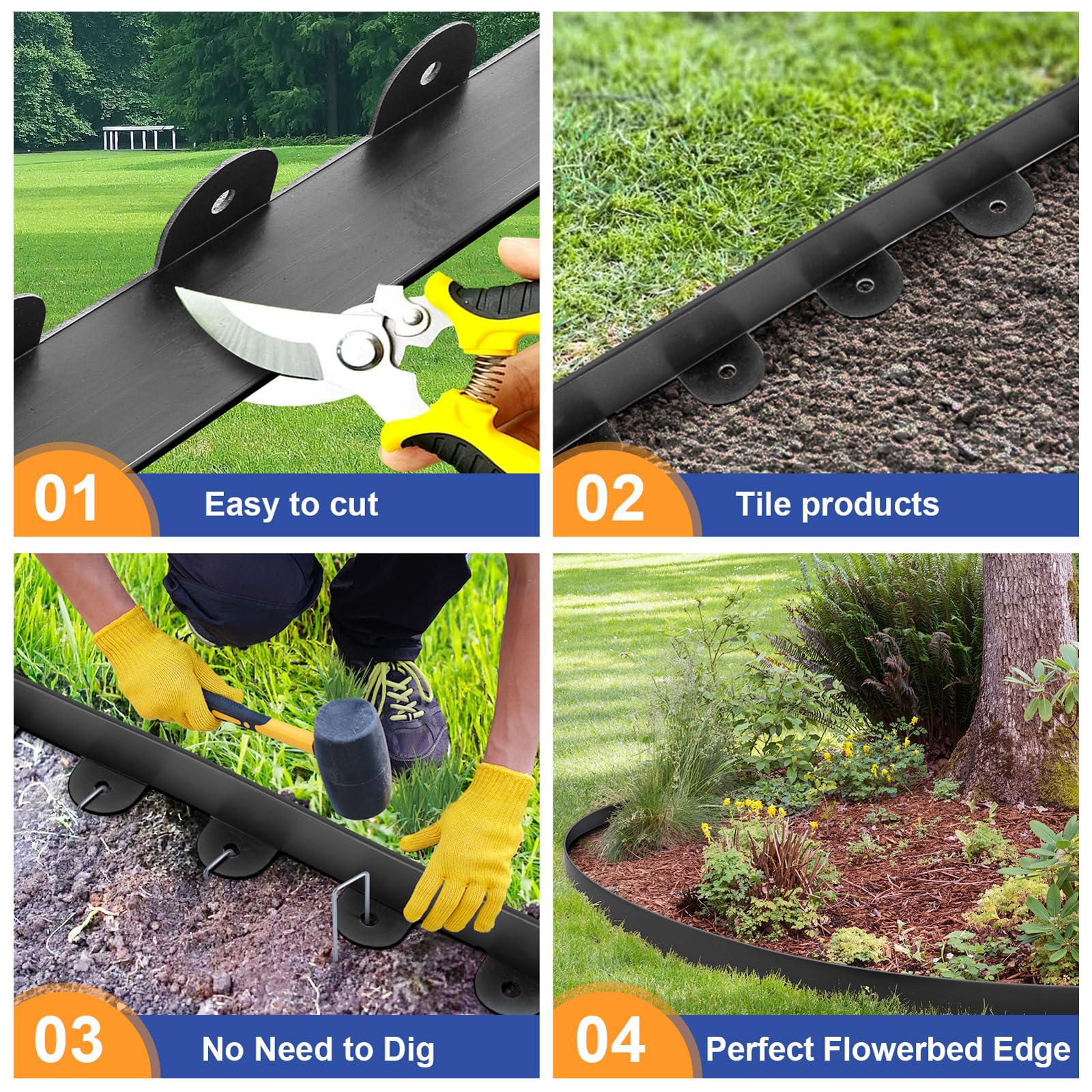 Flexible Jorvila landscape edging in a curved shape