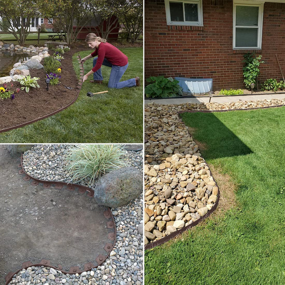 Flexible landscape edging kit displayed in garden