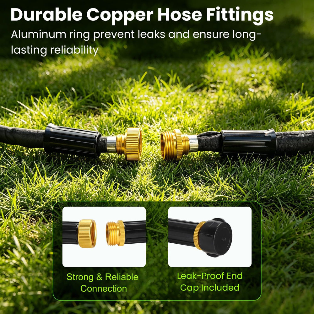Flexible layout of Bluepro flat soaker hose in a landscape