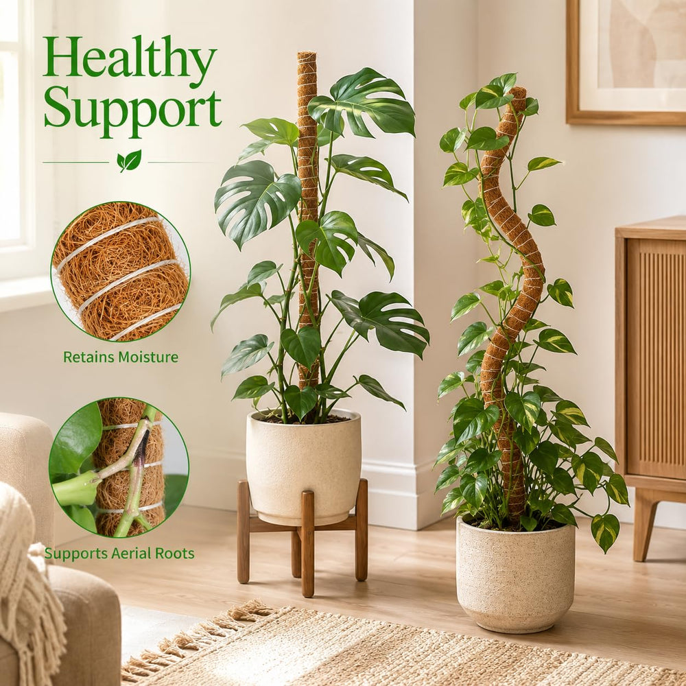 Flexible moss pole shaped in a spiral design