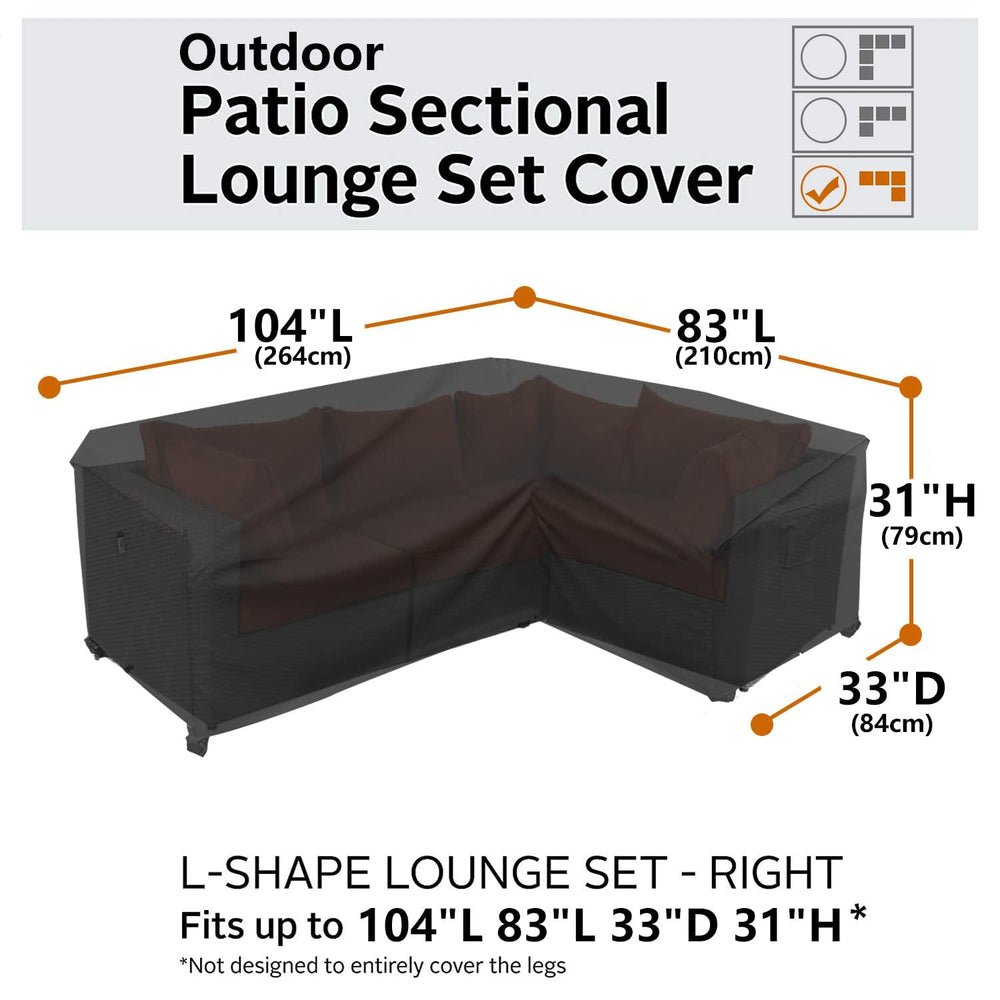 Flexiyard sofa cover protecting a patio sectional in rainy weather