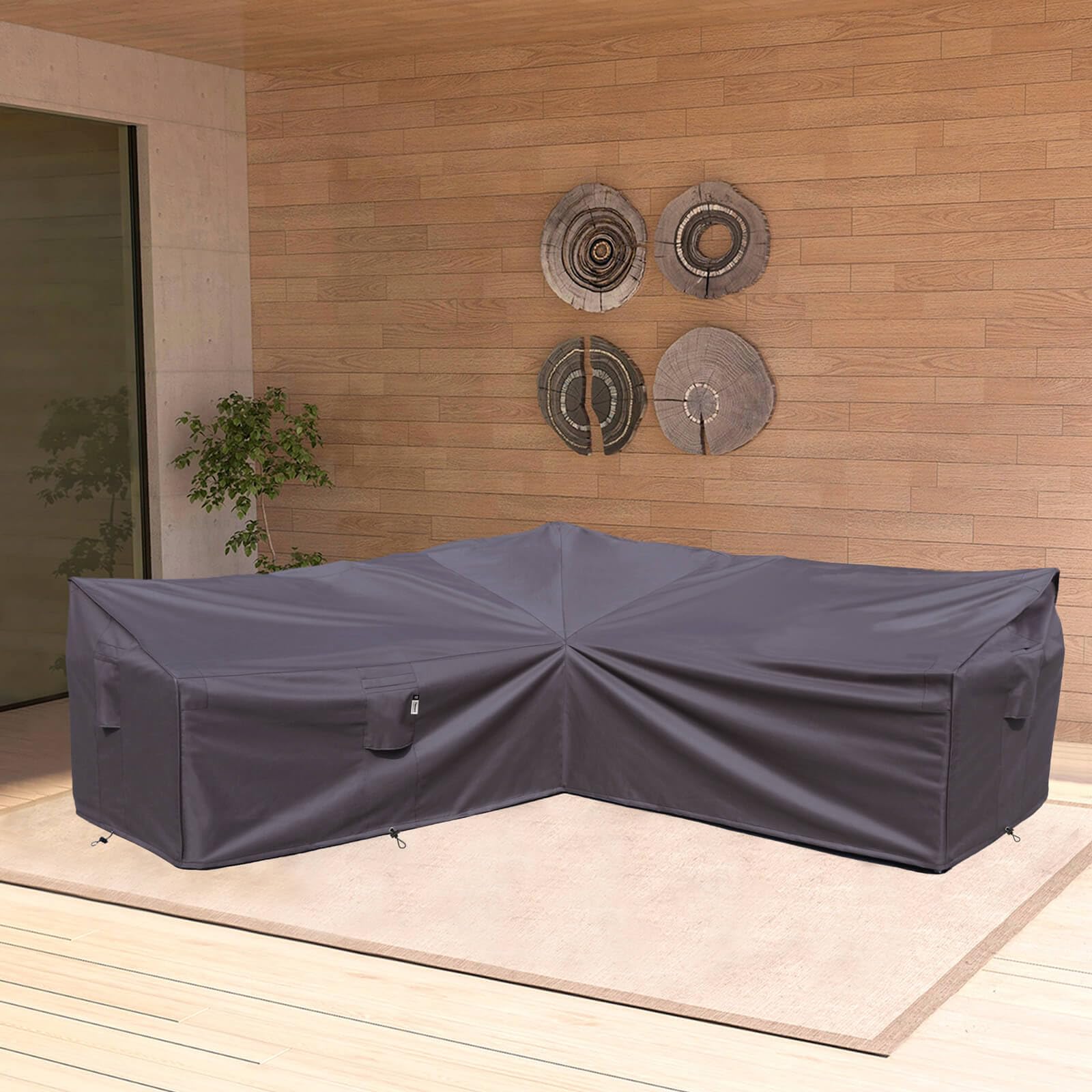 Flexiyard sofa cover showcasing waterproof material