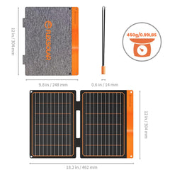 FlexSolar 20W Portable Solar Panel Charger attached to backpack