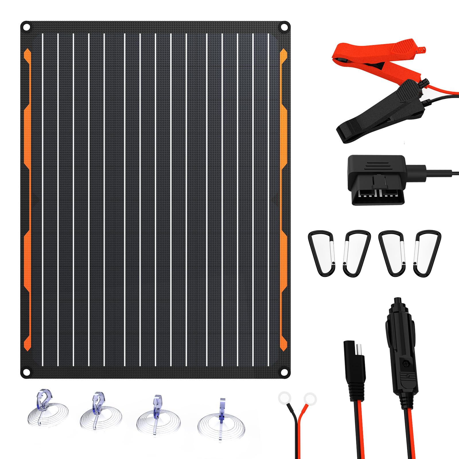 FlexSolar 20W Solar Panel front view with monocrystalline cells