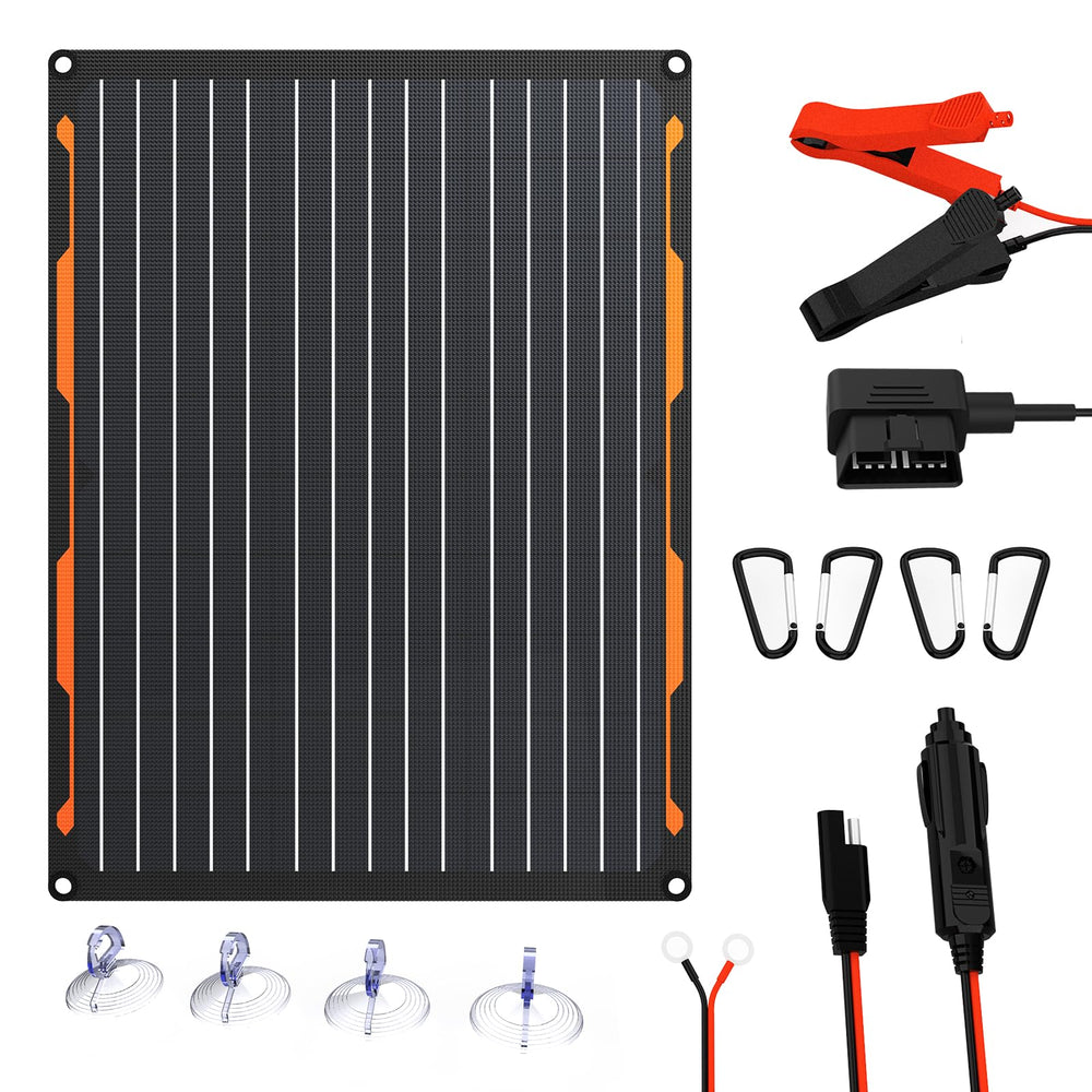 FlexSolar 20W Solar Panel front view with monocrystalline cells