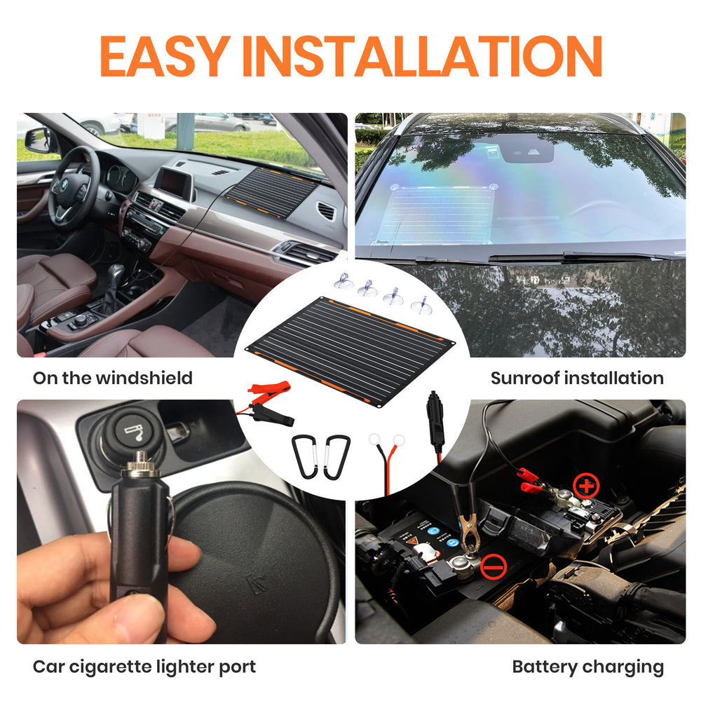 FlexSolar 20W Solar Panel with carabiners for easy attachment
