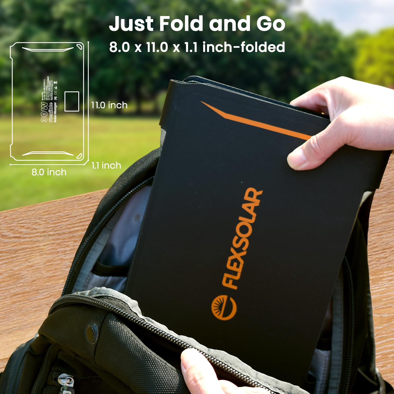 FlexSolar 30W solar panel in outdoor setting