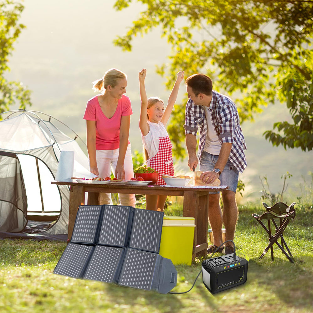 FlexSolar 60W Portable Solar Panel Charger folded with carry handle