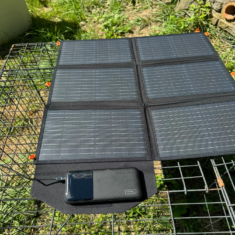FlexSolar 60W Portable Solar Panel Charger showing LED indicator