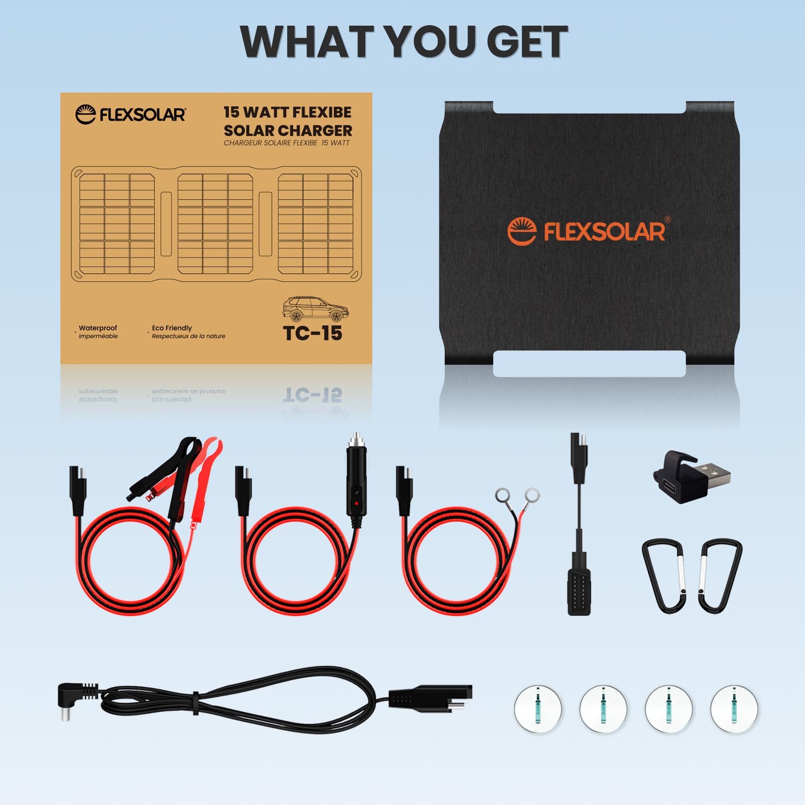 FlexSolar solar charger folded for storage